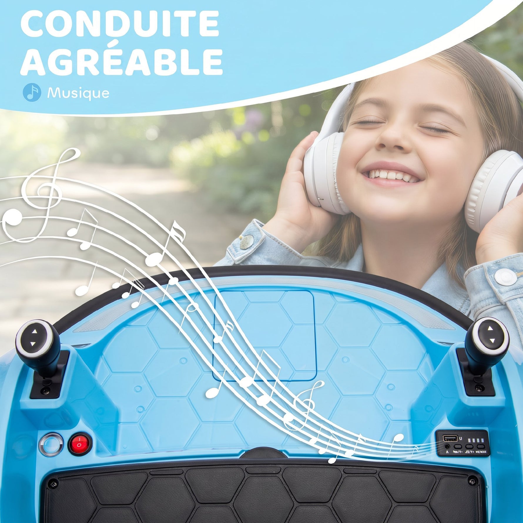 Voiture Tamponneuse Électrique Enfant 12V, Rotation à 360°, Auto-Tamponneuse Enfant avec Télécommande, Bleu