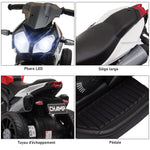 Elektrisches 3-Rad-Motorrad für Kinder 6 V, Elektroauto für Kinder mit Licht- und Soundeffekten, Geschwindigkeit 3 km/h, für 3 bis 5 Jahre, Tragkraft 25 kg, schwarz und rot