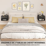 Lot de 2 tables de chevet suspendues, tables de nuit murales avec tiroir et niche, moderne, 40x34x29cm, noir