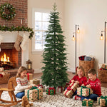 Kunstkerstboom 210 cm, Scharnierende takken van brandvertragend PE en PVC, Inklapbare stalen standaard, Groen