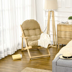 Fauteuil Chaise de Salon Pliable et inclinable en Bois Fauteuil Relax Confortable avec Coussin capitonné épais - 71 x 89 x 96 cm marron clair