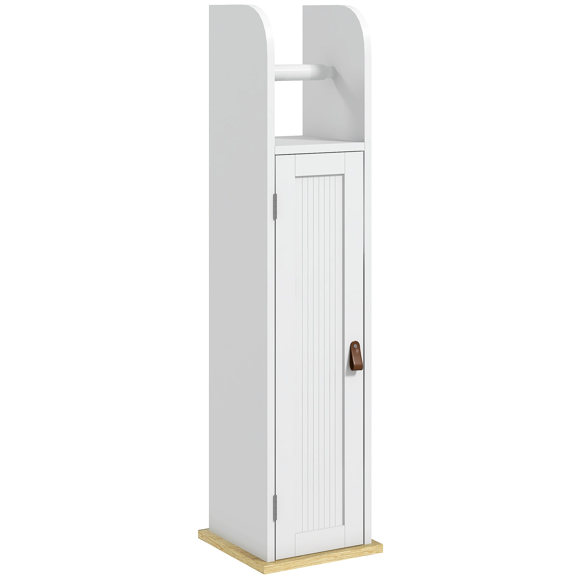 Meuble de salle de bain support papier toilette avec placard et étagères réglables 20 x 20 x 80 cm blanc