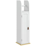 Meuble de salle de bain support papier toilette avec placard et étagères réglables 20 x 20 x 80 cm blanc