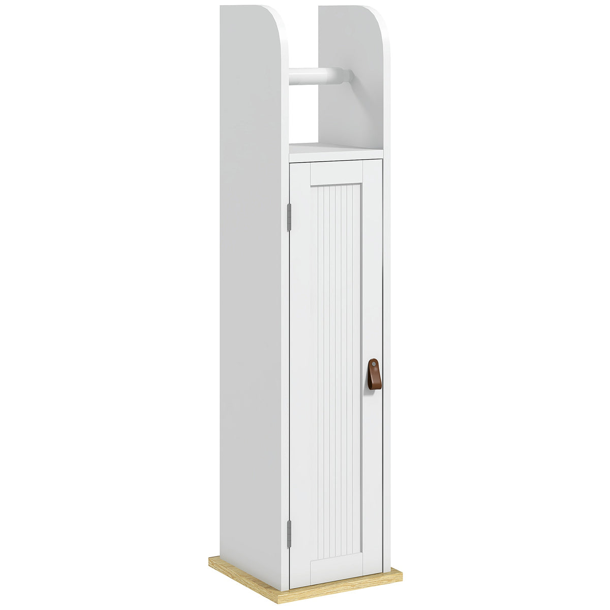 Meuble de salle de bain support papier toilette avec placard et étagères réglables 20 x 20 x 80 cm blanc