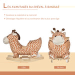 Jouet à Bascule modèle girafon Ceinture de sécurité Fonction Musicale 32 Pistes pour Enfant 18+Mois Marron Beige
