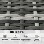 Lettino prendisole rotondo, letto da giardino modulabile 3 pezzi in polyrattan con tettuccio retrattile, grigio chiaro