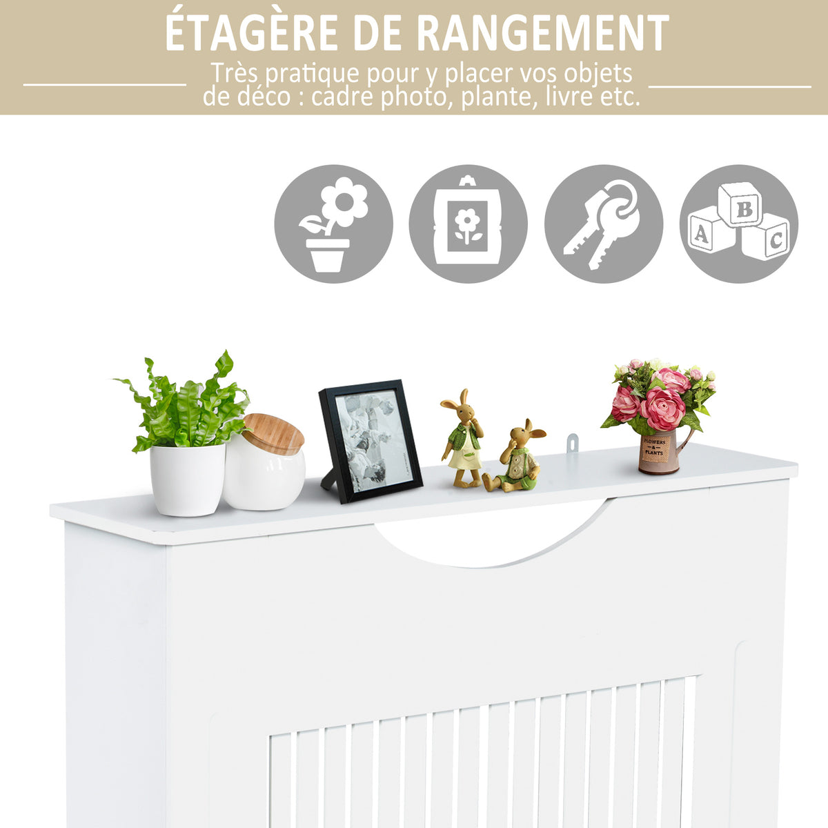 Cache-radiateur à lattes Couvercle de Radiateur en bois Design contemporain pour Salon Salle de Séjour
