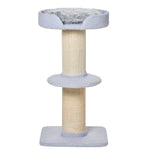 Arbre à chat avec griffoir centre d'activités 2 plateformes coussin bleu clair