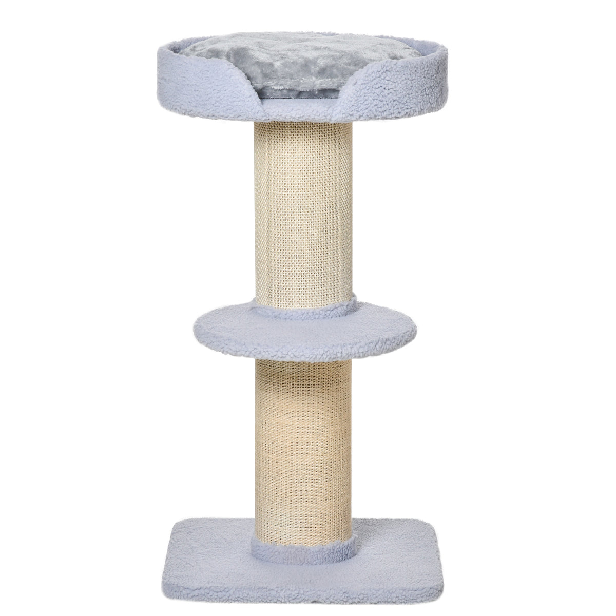 Arbre à chat avec griffoir centre d'activités 2 plateformes coussin bleu clair
