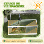 Maison pour tortues enclos avec toit ouvrant support lampe plateau fenêtre panoramique 120 x 50 x 40 cm gris