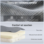 Fauteuil de sol pliable en velours côtelé, matelas de sol avec dossier réglable en 5 positions, 59 x 230 x 15 cm, gris