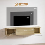 Meuble TV suspendu meuble télé pour téléviseur 50 pouces tiroir étagères passe-câbles 120x24x22,4cm effet bois naturel