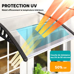 Auvent de porte toit marquise en polycarbonate auvent de porte d'entrée bord en aluminium contre la pluie et UV