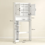 Meuble WC dessus de toilette meuble salle de bain avec placard à porte double et porte-papier 80x19,5x170cm blanc