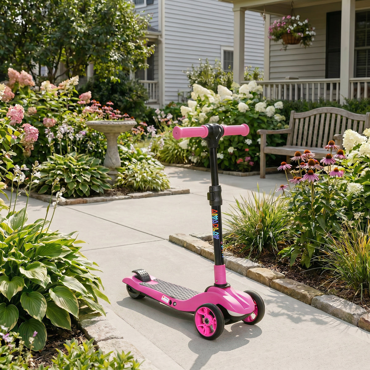 Trottinette électrique pour enfants 6+ ans, pliable 3 roues démarrage zéro, vitesse maximale 8 km/h 64 x 29 x 83 cm rose