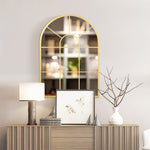 Miroir mural en métal cadre doré en forme de voûtée – 70 x 50 cm – décoration pour entrée ,chambre à coucher, salon