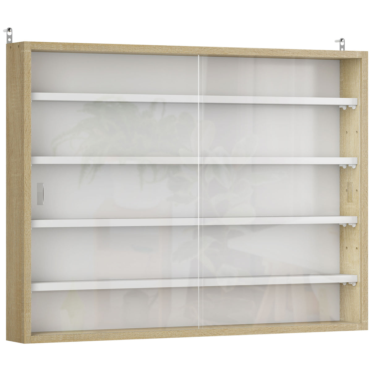 Vitrine pour collection vitrine murale 80 x 9,5 x 60 cm 4 étagères réglables en hauteur 2 portes coulissantes en verre