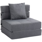 Chauffeuse canapé-lit convertible fauteuil 1 place avec 1 coussin déhoussable, tissu gris