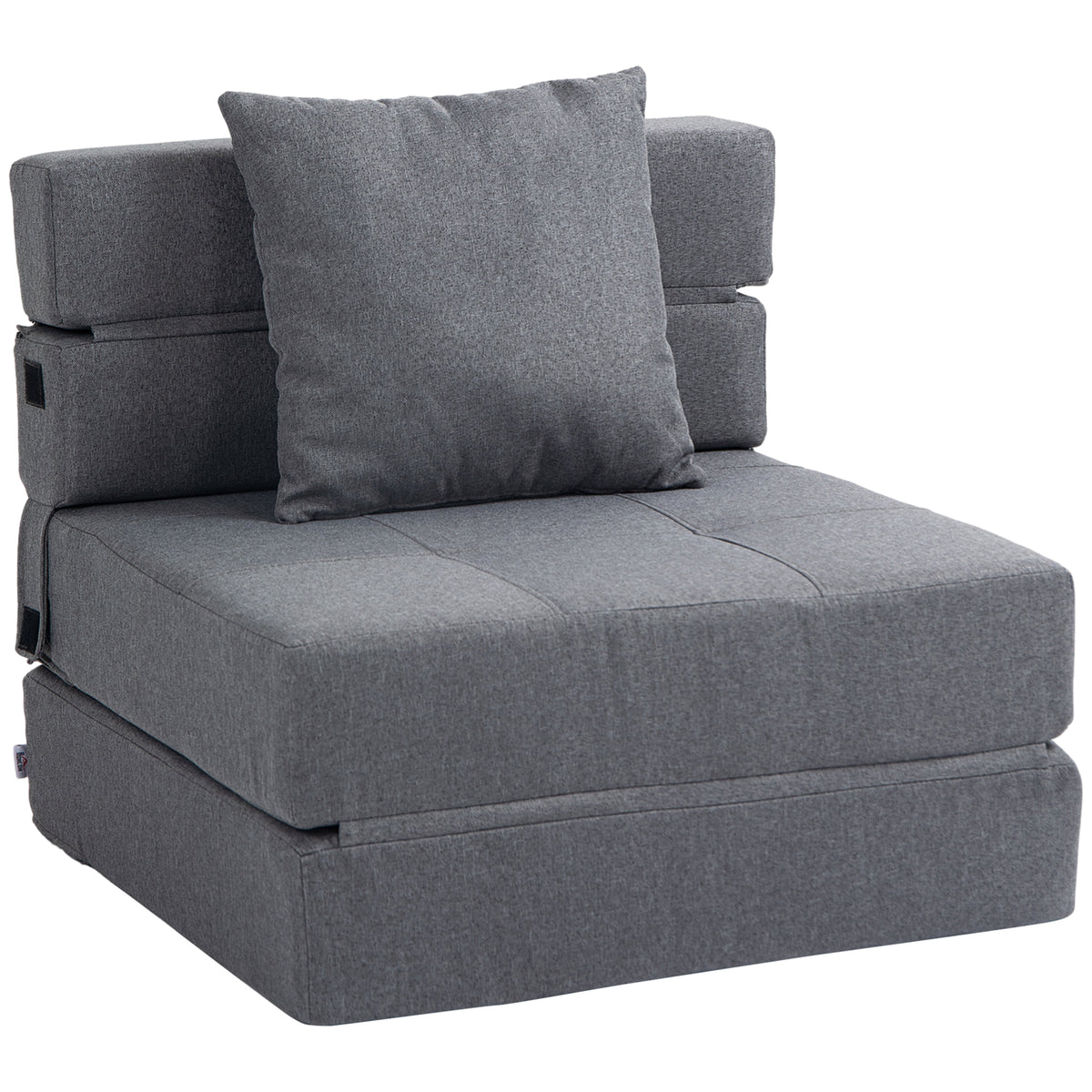 Chauffeuse canapé-lit convertible fauteuil 1 place avec 1 coussin déhoussable, tissu gris