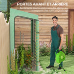 Serre de jardin adossée murale serre à tomate 2 Portes zippées enroulables, 1 fenetre, dim. 200L x 80l x 200/180H cm