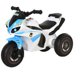 Porteur Enfants Moto de Course Effets musicaux et Lumineux Coffre Rangement Bleu Blanc