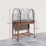 Jardinière surélevée avec bâche transparente, 2 roulettes et 1 étagère inférieure, dim. 80L x 40l x 120H cm