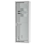 Armoire à Pharmacie 2 étagères 3 Niveaux 20L x 12l x 58H cm Porte Verre trempé Symbole Croix Acier INOX.
