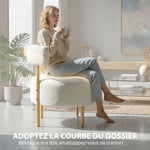 Canapé 1 place en tissu bouclette, fauteuil de salon rembourré avec dossier incurvé, assise large, 67x67x71cm, crème