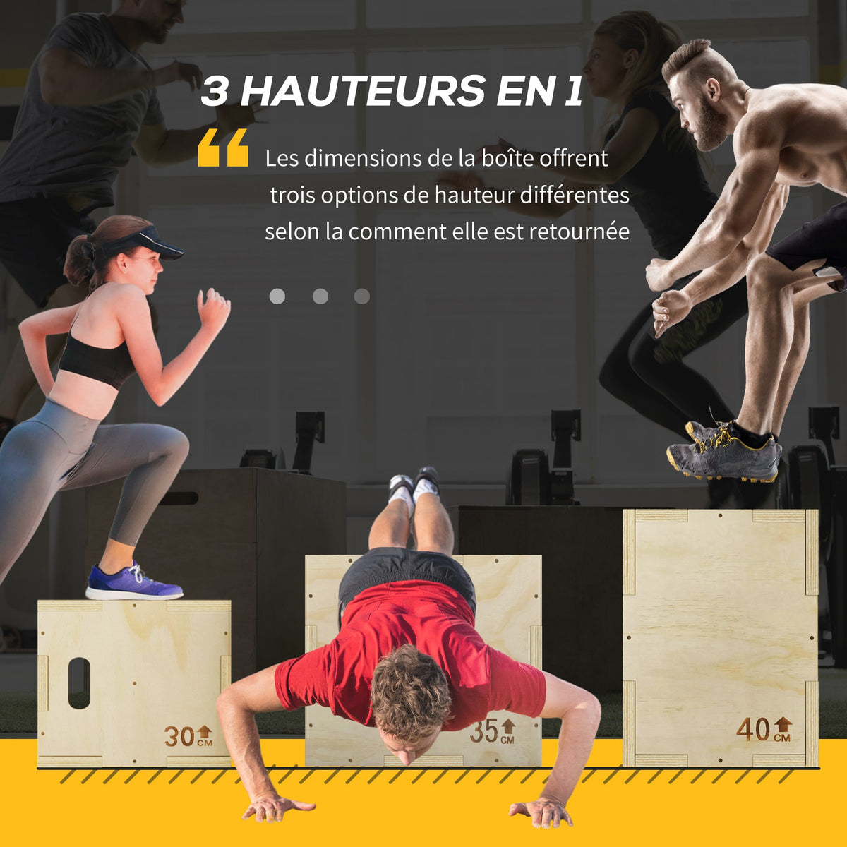 Box jump pliométrie appareil boîte à saut musculation fitness entraînement croisé plyobox pour box training 40,5/35,5/30,5 cm