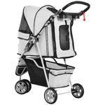 Poussette Buggy Pliable Animaux, Chariot Pliant Chien Chat, Porte-Gobelet Panier De Rangement Inclus, Roues Avec Frein, Tissu 600D Oxford Acier, 75 x 45 x 97 cm Gris