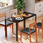 Mesa de comedor para 4 personas, mesa de cocina con tablero de vidrio templado y patas de metal, 120x60x75cm, negro