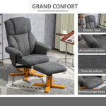 Fauteuil relax avec repose-pied, fauteuil de relaxation, dossier inclinable, assise rembourrée, 79x80x104cm, gris foncé