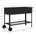 Jardinière sur Pieds Potager dim. 109L x 39l x 80H cm étagère 2 Roues + Insert d'irrigation métal Noir