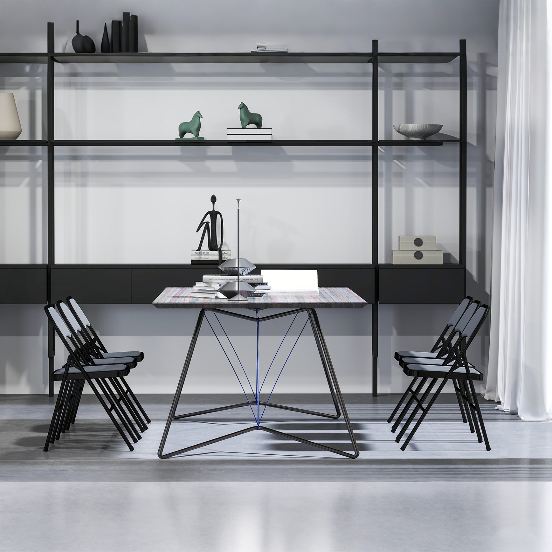 Lot de 4 chaises pliantes chaises de salle à manger portables cadre en acier 45 x 46 x 78 cm gris