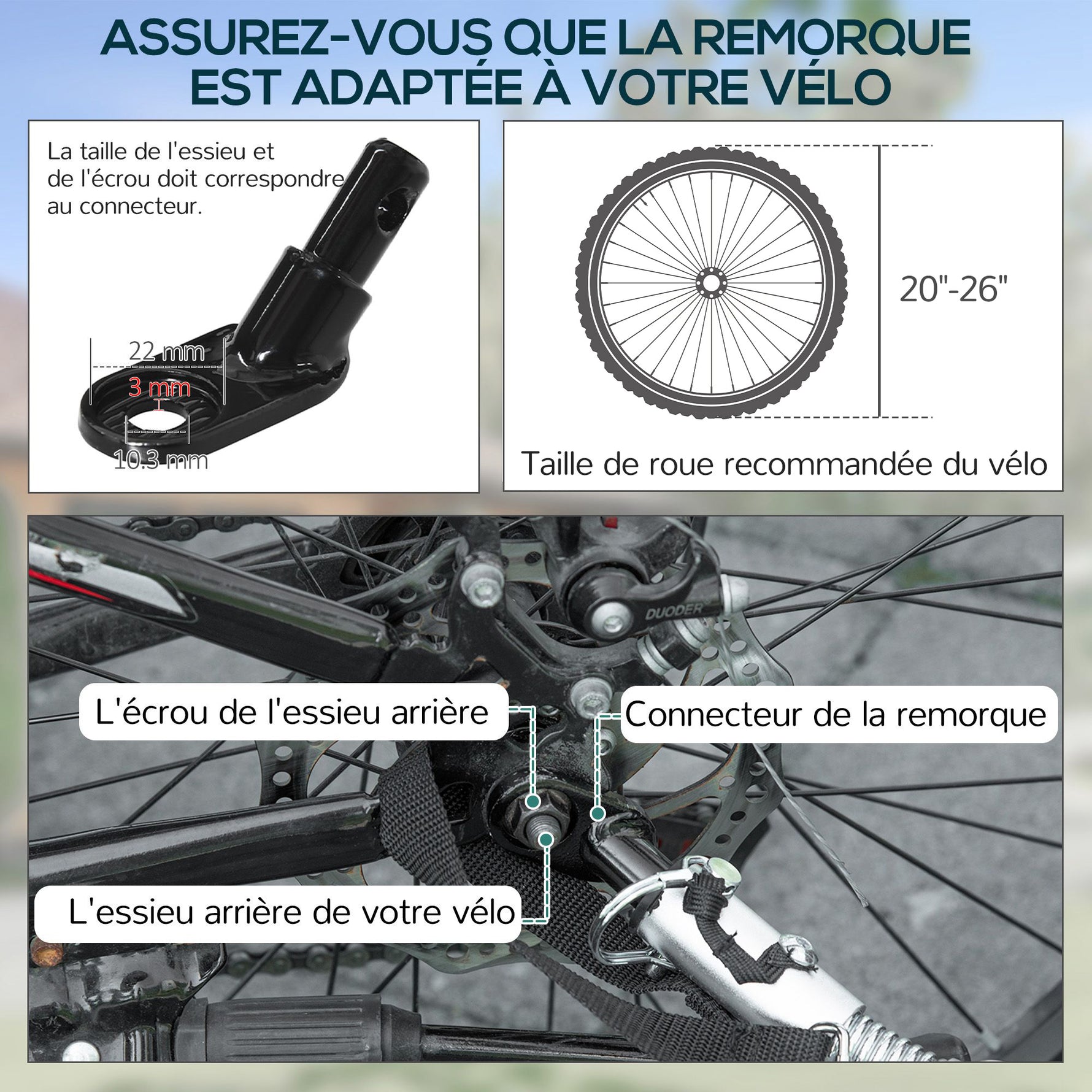 Remorque vélo remorque de transport pour vélo 70L 139L x 71,5l x 49H cm barre d'attelage universelle acier noir