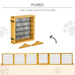 Lot de 2 barrières de sécurité chien barrière modulable pliable 6 panneaux 2 pieds support bois de pin jaune