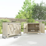 Armoire de jardin en bois, placard de jardin en bois avec étagères et double portes, 110 x 60 x 88,5 cm, bois naturel