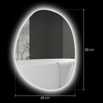 Miroir salle de bain avec éclairage LED 80 x 60 cm, miroir lumineux mural avec antibuée, mémoire, IP44, argenté