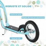 Trottinette pour enfants 5 à 12 ans 2 roues, patinette enfant avec hauteur réglable 120 x 58 x 85-95 cm bleu