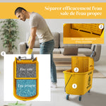 Chariot de ménage chariot de lavage essoreuse latérale seau 20 L, poignée et serpillère, 45 x 26,5 x 70 cm, jaune
