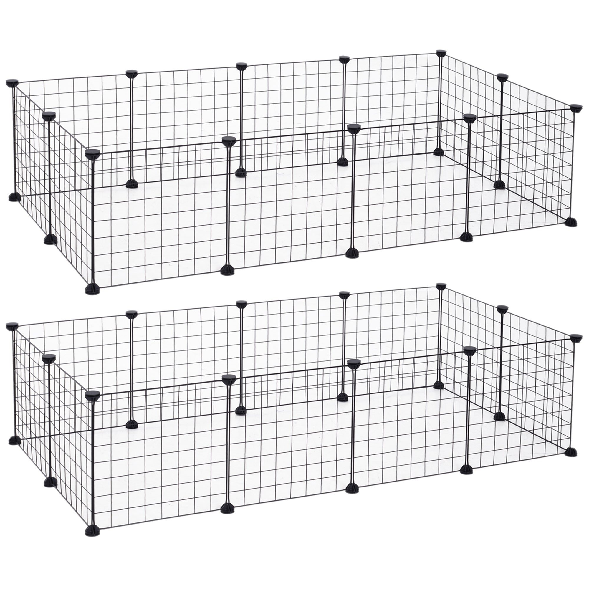 Cage parc enclos pour animaux domestiques L 106 x l 73 x H 36 cm bords arrondis fil métallique noir