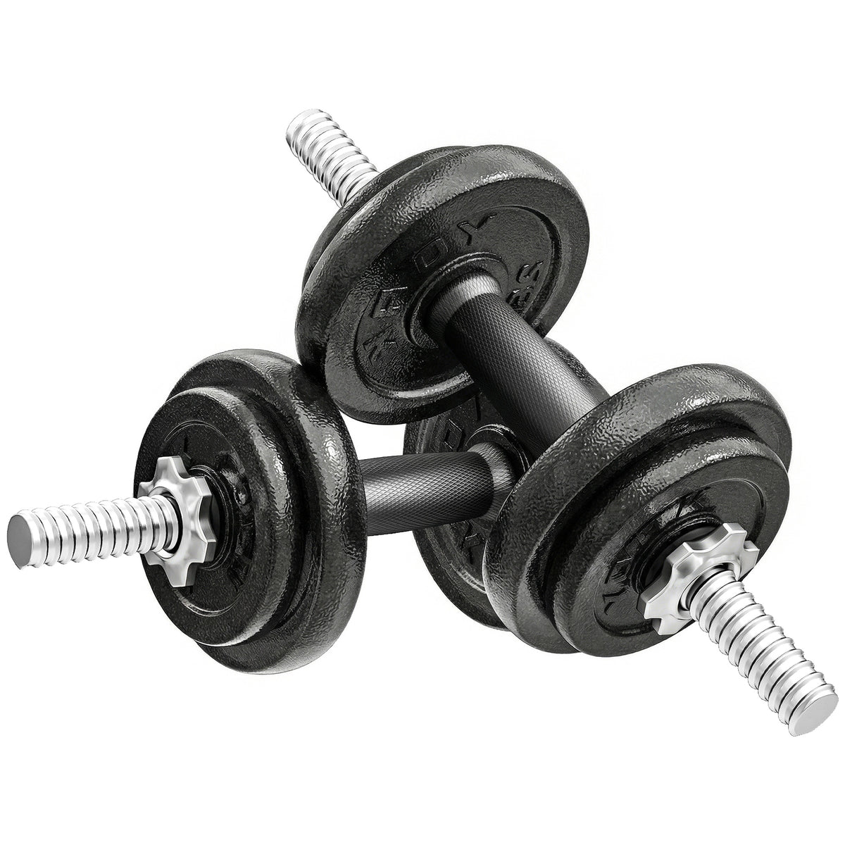 Ensemble d'haltères 2-en-1 20kg poids réglable kit haltères musculation barre d'extension poignée antidérapante noir