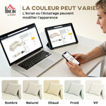 Canapé d'angle réversible 3 places moderne avec coussins inclus, tissu velours côtelé, crème