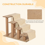Escalier pour chien à 4 marches escalier pour chat échelle antidérapante housse amovible et lavable 60 x 35 x 44cm beige