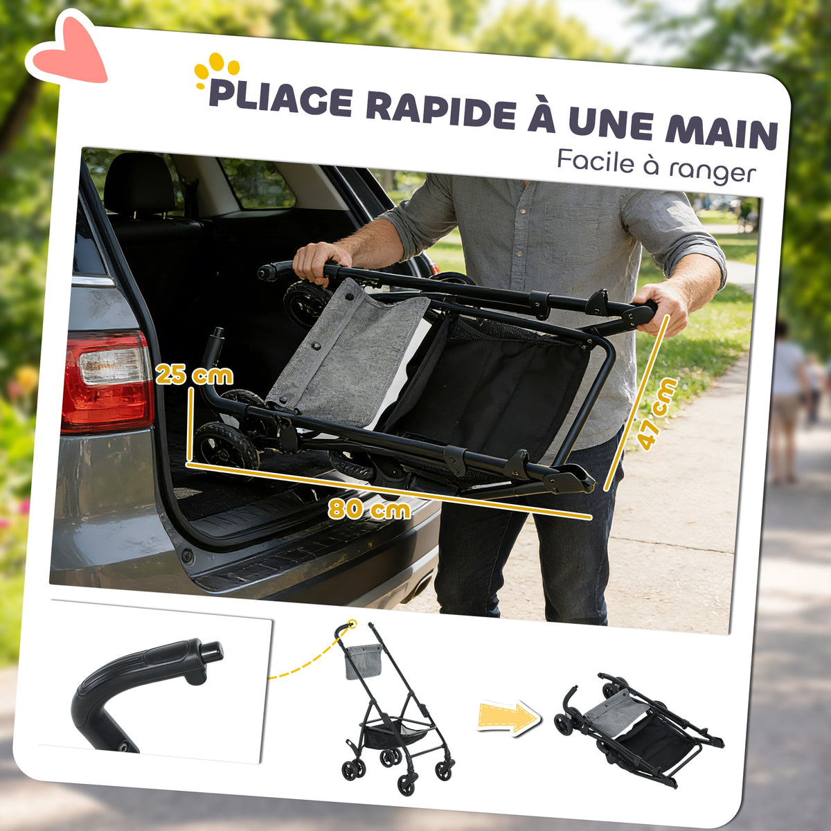 Hondenbuggy 3-in-1 Afneembaar Opvouwbaar Uitneembare Reiswieg en Ritsloos Vering Grijs