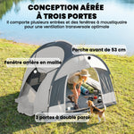 Tente de Camping Facile à Monter 2-4 Personnes avec 3 Portes, Imperméable, Compatible avec SUV, Bleu Foncé