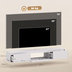 Meuble TV Suspendu Flottant 160 cm avec Éclairage LED et Prises, Meuble Télé pour Téléviseur 72 Pouces, Blanc
