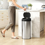 Poubelle de cuisine automatique 30 L en acier inoxydable, couvercle à fermeture en douceur, 32 x 30 x 68 cm, argent