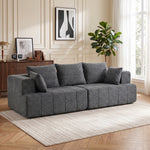 Canapé 3 places en chenille 248 cm, canapé salon moderne, large assise rembourrée, coussins à ressorts, gris