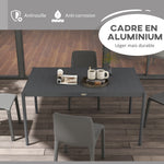 Table de jardin rectangulaire pour 6 personnes en aluminium plateau à lattes dim. 145L x 90l x 74H cm gris